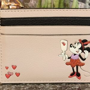 Kate Spade Cream and Black Card Holder with Heart Accents
